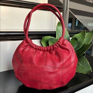 M. London genuine leather snap closure handbag purse, red stunning